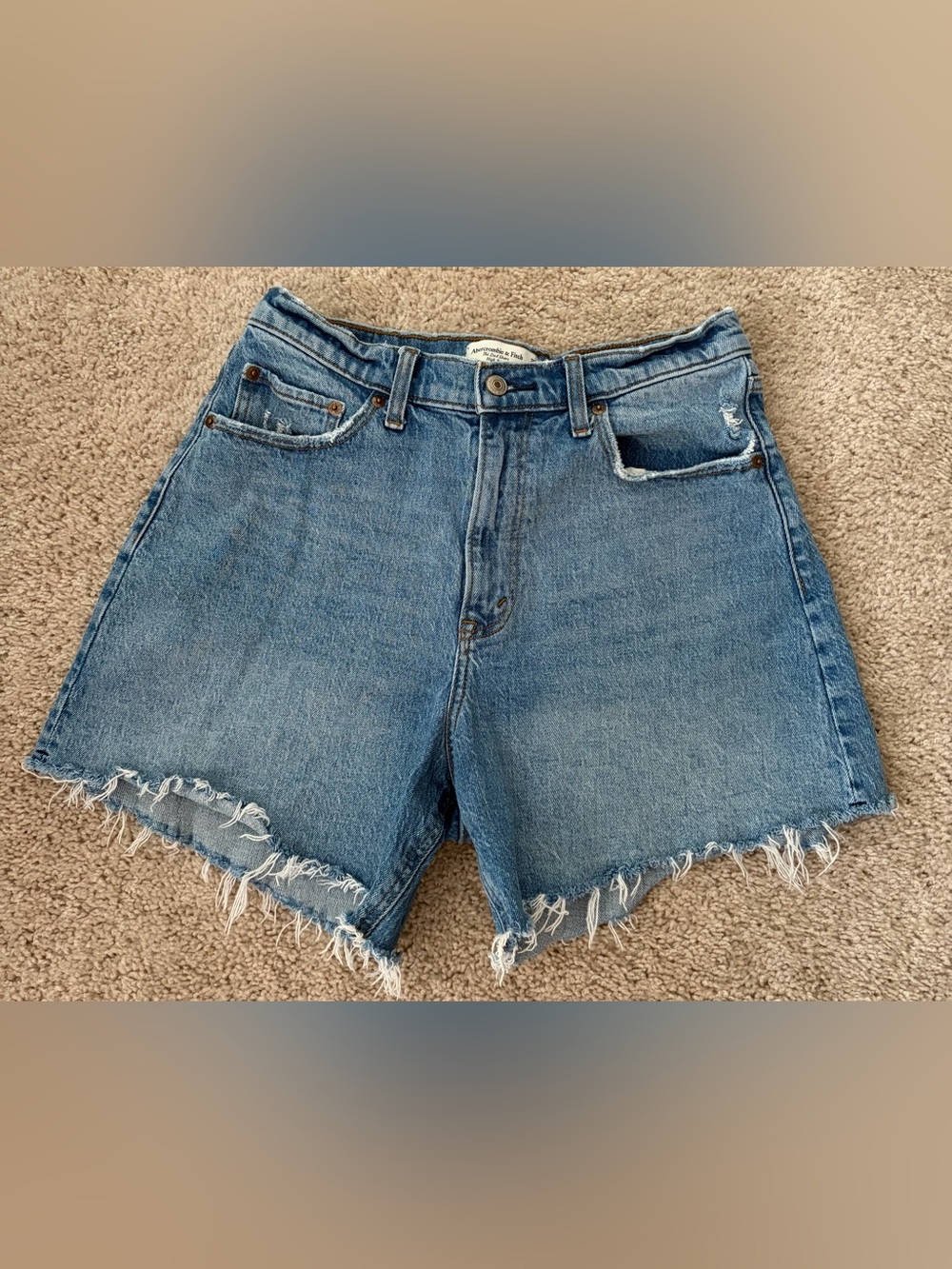 Abercrombie & Fitch Distressed Light Blue Denim Cutoff Shorts